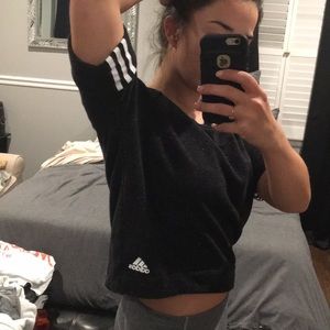 Hi-Lo Half Sleeve Adidas Sweater - Black Melange